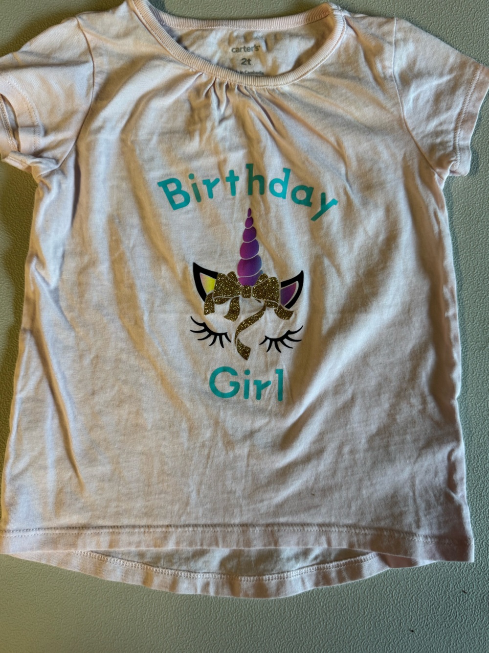 Birthday Girl -2nd Birthday Unicorn Glitter Graphic Kids T-Shirt